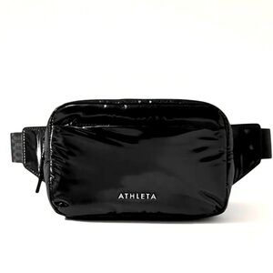 Athleta Shiny Black Crossbody Bag